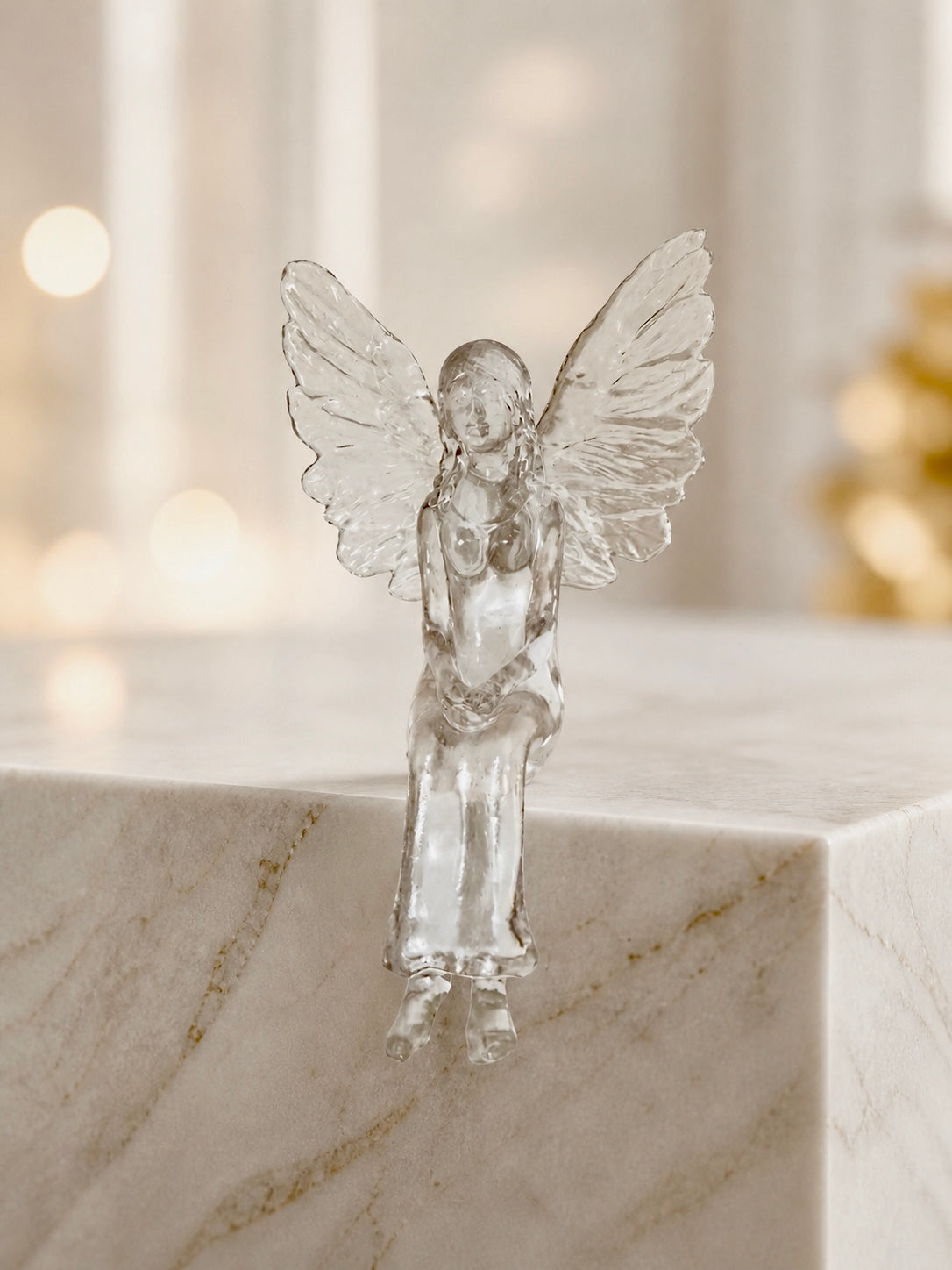 Hausschutzengel Mauriel 30 cm - Limitierte Lichtedition Glas transparent