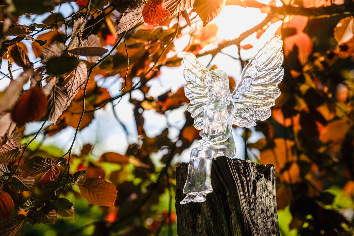 Hausschutzengel Mauriel 30 cm - Limitierte Lichtedition Glas transparent