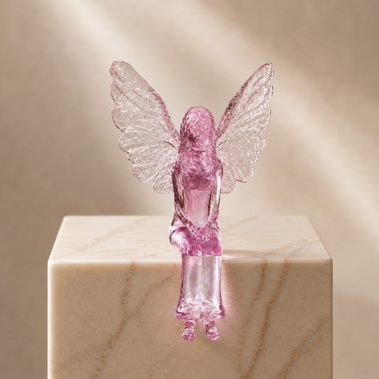 Hausschutzengel Mauriel 30 cm - Limitierte Lichtedition Glas transparent rose